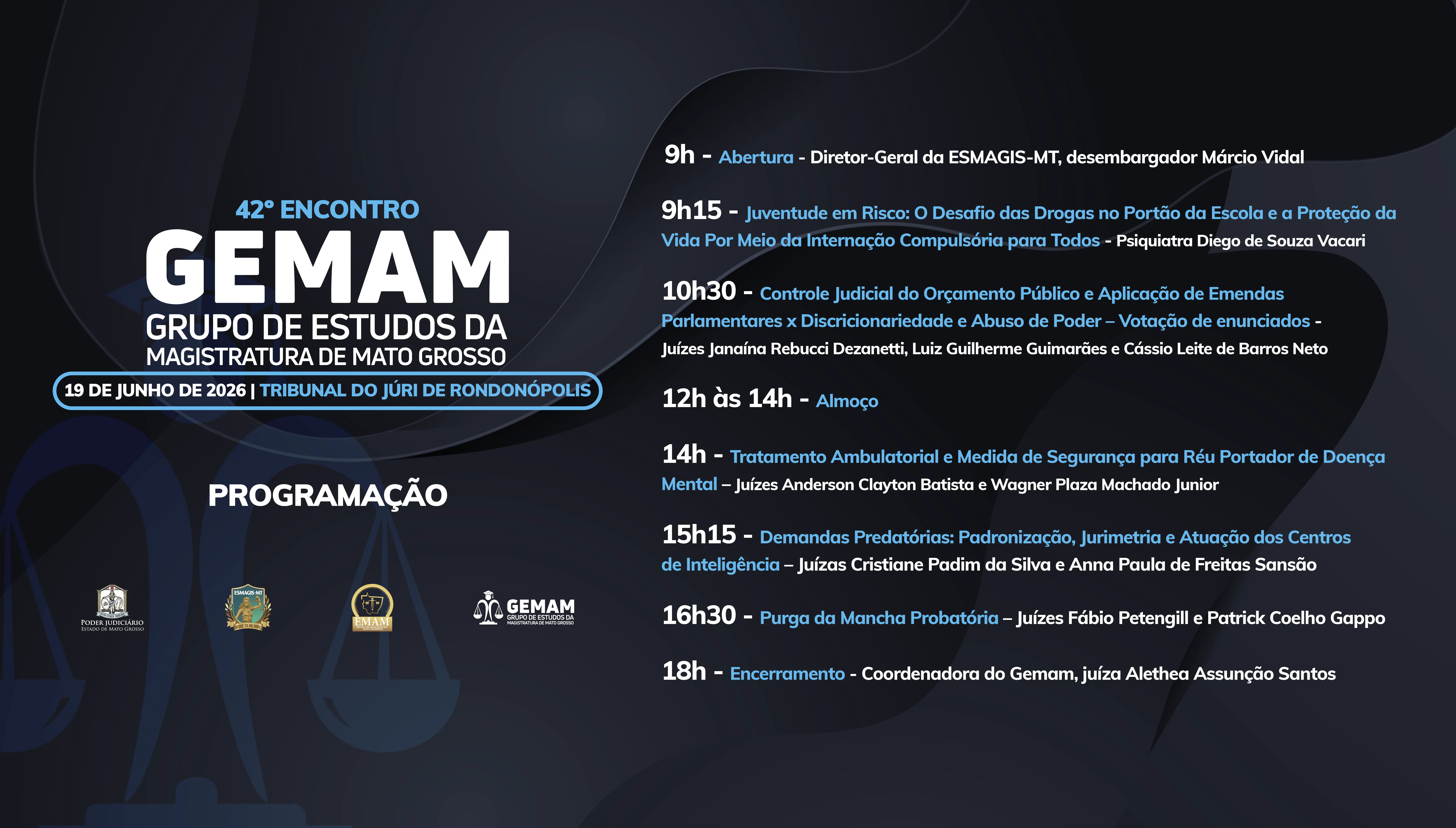 Cartaz digital escuro com a programação do 
