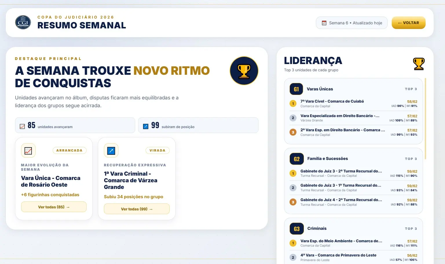 Captura de tela do painel 
